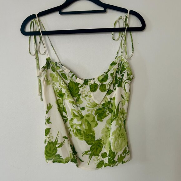 Reformation Novena Top Green Floral - Size 4 - Picture 5 of 7